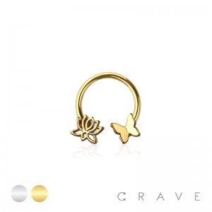 316L SURGICAL STEEL SEPTUM BUTTERFLY LOTUS